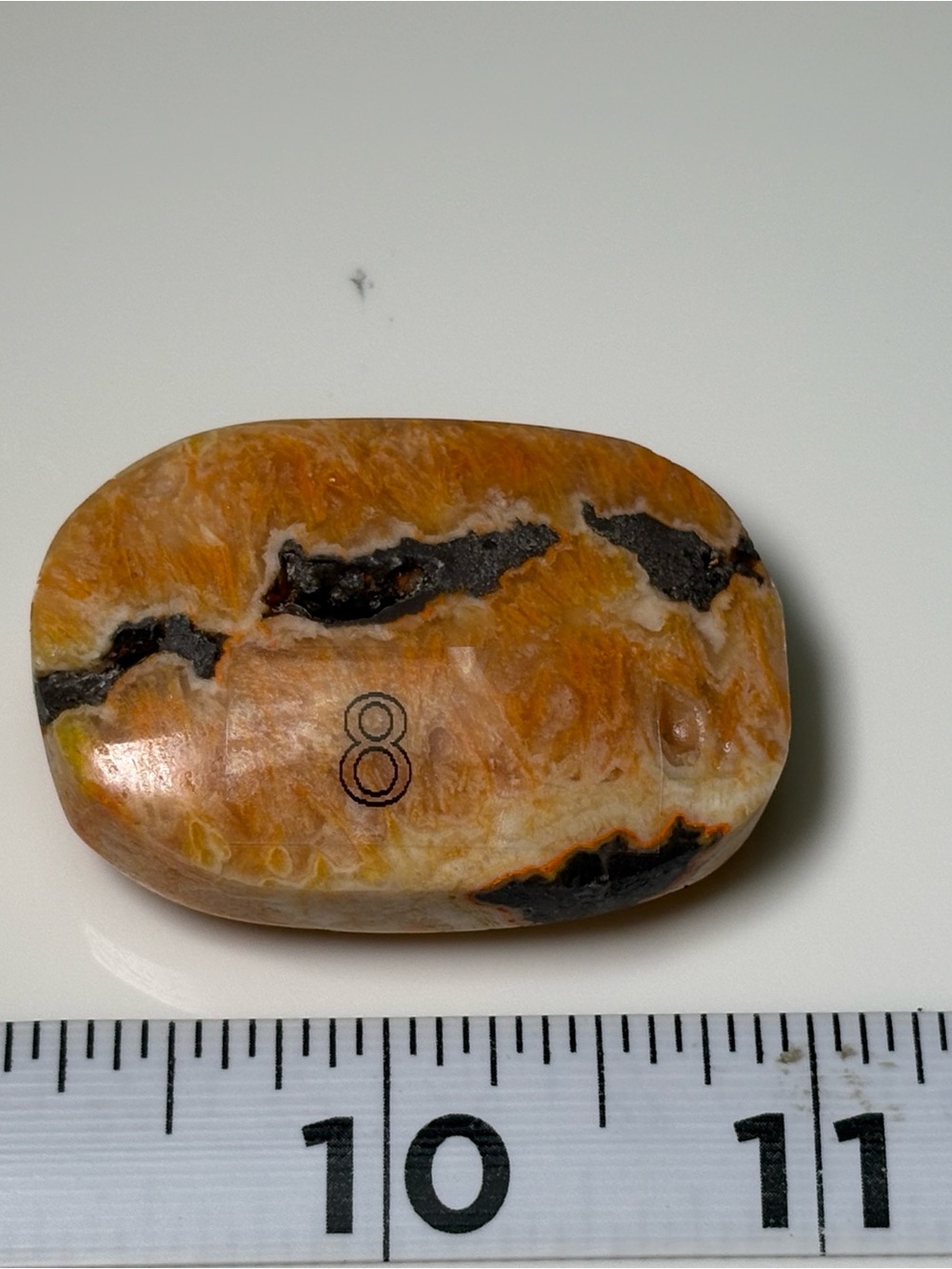 Bumblebee Jasper Polished Palm Stone Crystal #8 Orange Black Natural Stone